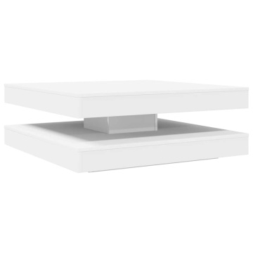 Măsuță cafea rotativă 360 grade, alb 90x90x34,5 cm - Img 5