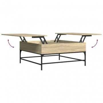 Măsuță cafea stejar sonoma 95x95x45 cm lemn prelucrat și metal - Img 7