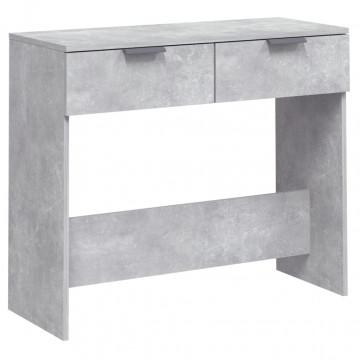 Măsuță consolă, gri beton, 90x36x75 cm, lemn prelucrat - Img 2