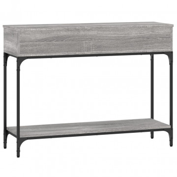 Măsuță consolă, gri sonoma, 100x30,5x75 cm, lemn prelucrat - Img 5