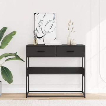 Măsuță consolă, negru, 90x35x80 cm, lemn prelucrat - Img 3