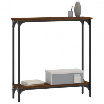 Măsuță consolă, stejar maro, 75x22,5x75 cm, lemn prelucrat - Img 3
