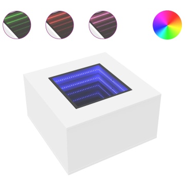 Măsuță de cafea cu LED, alb, 60x60x40 cm, lemn prelucrat - Img 2