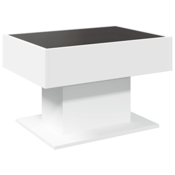 Măsuță de cafea cu LED, alb, 70x50x45 cm, lemn prelucrat - Img 7