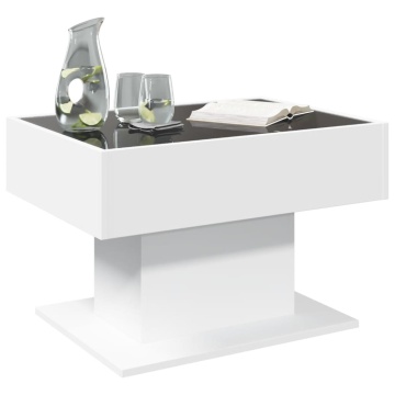 Măsuță de cafea cu LED, alb, 70x50x45 cm, lemn prelucrat - Img 8