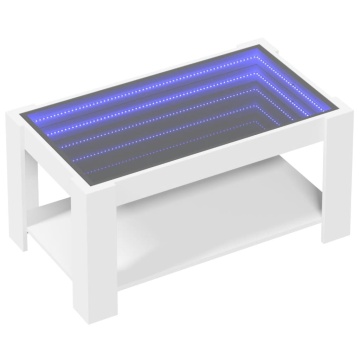 Măsuță de cafea cu LED, alb, 93x53x45 cm, lemn prelucrat - Img 3