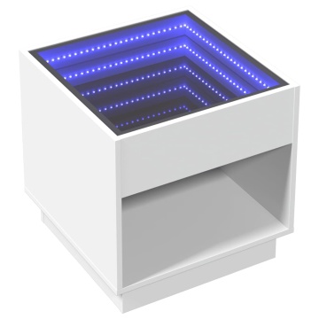 Măsuță de cafea cu LED infinity, alb, 50x50x50 cm - Img 3