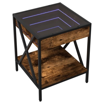 Măsuță de cafea cu LED infinity, stejar fumuriu, 40x40x49 cm - Img 3