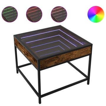 Măsuță de cafea cu LED infinity, stejar fumuriu, 50x50x41 cm - Img 2