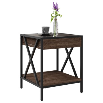 Măsuță de cafea cu LED infinity, stejar maro, 40x40x49 cm - Img 8
