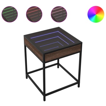 Măsuță de cafea cu LED infinity, stejar maro, 40x40x51 cm - Img 2
