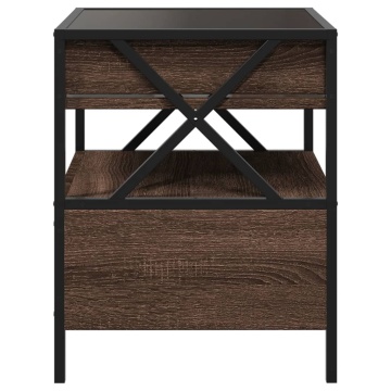Măsuță de cafea cu LED infinity, stejar maro, 40x40x51 cm - Img 6