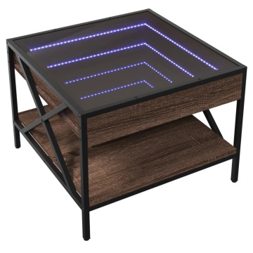 Măsuță de cafea cu LED infinity, stejar maro, 50x50x38 cm - Img 3