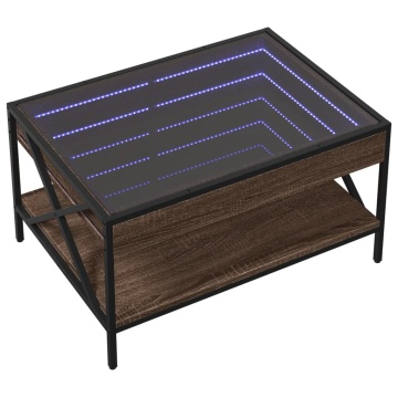 Măsuță de cafea cu LED infinity, stejar maro, 70x50x38 cm - Img 3