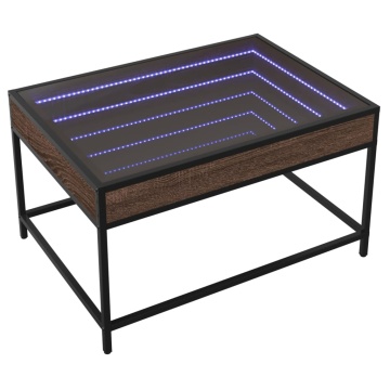 Măsuță de cafea cu LED infinity, stejar maro, 70x50x41 cm - Img 2