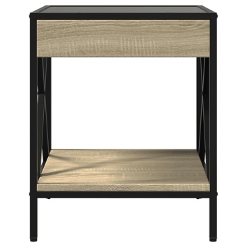 Măsuță de cafea cu LED infinity, stejar sonoma, 40x40x49 cm - Img 5