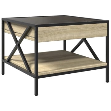 Măsuță de cafea cu LED infinity, stejar sonoma, 50x50x38 cm - Img 7
