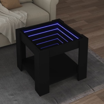 Măsuță de cafea cu LED, negru, 53x53x45 cm, lemn prelucrat - Img 1