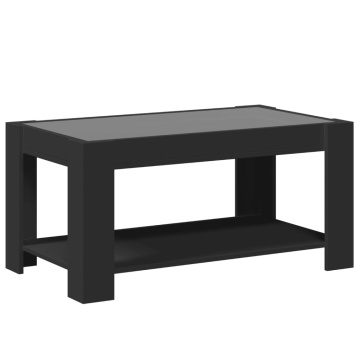 Măsuță de cafea cu LED, negru, 93x53x45 cm, lemn prelucrat - Img 7