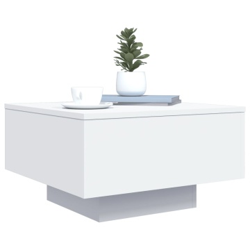 Măsuță de cafea cu lumini LED, alb, 55x55x31 cm - Img 5