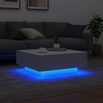Măsuță de cafea cu lumini LED, alb, 80x80x31 cm - Img 4