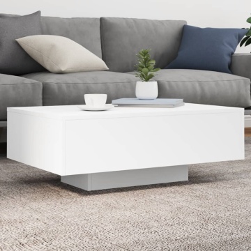 Măsuță de cafea cu lumini LED, alb, 85x55x31 cm - Img 1