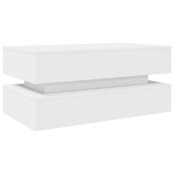 Măsuță de cafea cu lumini LED, alb, 90x50x40 cm - Img 3