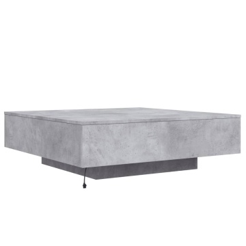 Măsuță de cafea cu lumini LED, gri beton, 100x100x31 cm - Img 7