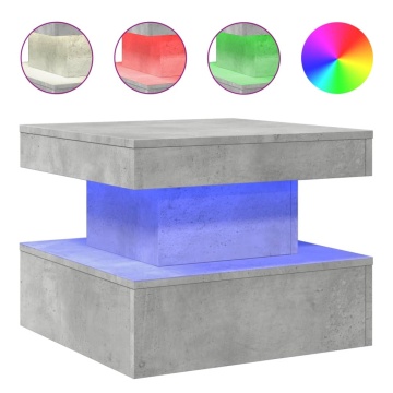 Măsuță de cafea cu lumini LED, gri beton, 50x50x40 cm - Img 2