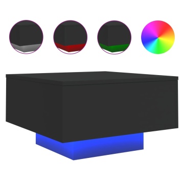 Măsuță de cafea cu lumini LED, negru, 55x55x31 cm - Img 2
