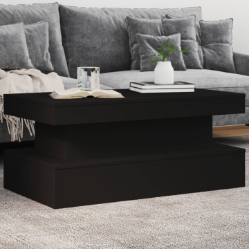 Măsuță de cafea cu lumini LED, negru, 90x50x40 cm - Img 1