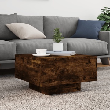 Măsuță de cafea cu lumini LED, stejar fumuriu, 55x55x31 cm - Img 8