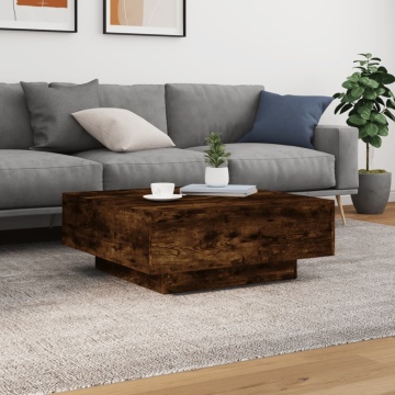 Măsuță de cafea cu lumini LED, stejar fumuriu, 80x80x31 cm - Img 8