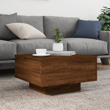Măsuță de cafea cu lumini LED, stejar maro, 55x55x31 cm - Img 8