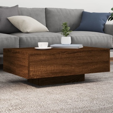 Măsuță de cafea cu lumini LED, stejar maro, 85x55x31 cm - Img 1