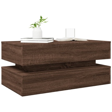 Măsuță de cafea cu lumini LED, stejar maro, 90x50x40 cm - Img 5