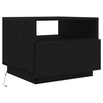 Masuta de cafea cu lumini LED Stejar negru 50x49x40 cm - Img 2