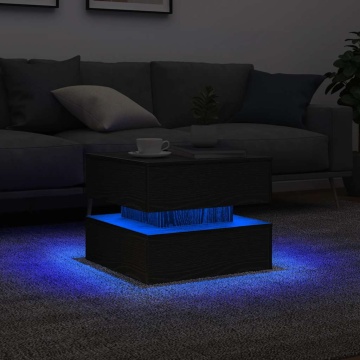 Masuta de cafea cu lumini LED Stejar negru 50x50x40 cm - Img 1
