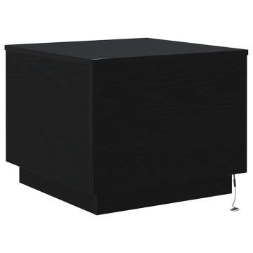 Masuta de cafea cu lumini LED Stejar negru 50x50x40 cm - Img 7