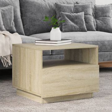 Măsuță de cafea cu lumini LED, stejar sonoma, 50x49x40 cm - Img 1