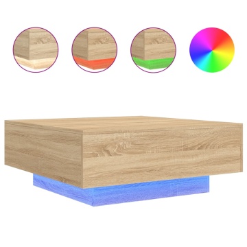 Măsuță de cafea cu lumini LED, stejar sonoma, 80x80x31 cm - Img 2