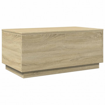 Măsuță de cafea cu lumini LED, stejar sonoma, 90x50x40 cm - Img 3