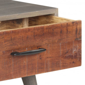 Măsuță de cafea gri 100x60x40 cm lemn masiv de mango nefinisat - Img 8