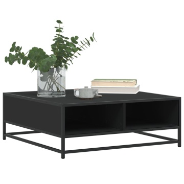 Măsuță de cafea, negru, 80x80x30 cm, lemn prelucrat și metal - Img 4