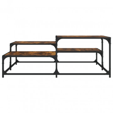 Măsuță de cafea stejar fumuriu 107x107x40 cm din lemn prelucrat - Img 4