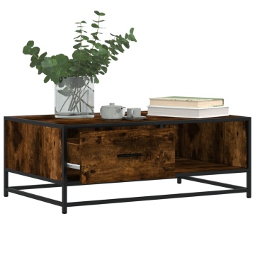 Măsuță de cafea stejar fumuriu 90x57x35cm lemn prelucrat/metal - Img 4