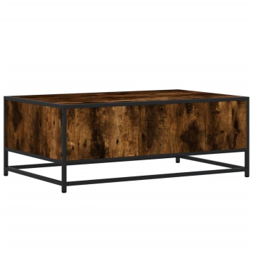 Măsuță de cafea stejar fumuriu 90x57x35cm lemn prelucrat/metal - Img 6
