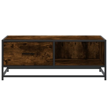 Măsuță de cafea stejar fumuriu 90x57x35cm lemn prelucrat/metal - Img 8