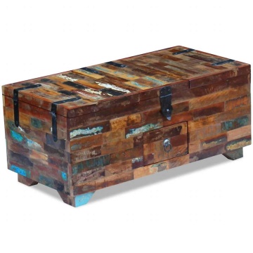 Măsuță de cafea tip cufăr, 80 x 40 x 35 cm, lemn solid reciclat - Img 2