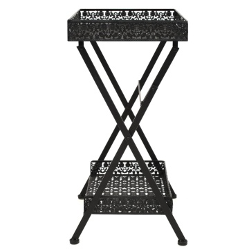 Măsuță de ceai pliabilă stil vintage negru 58x35x72 cm metal - Img 2